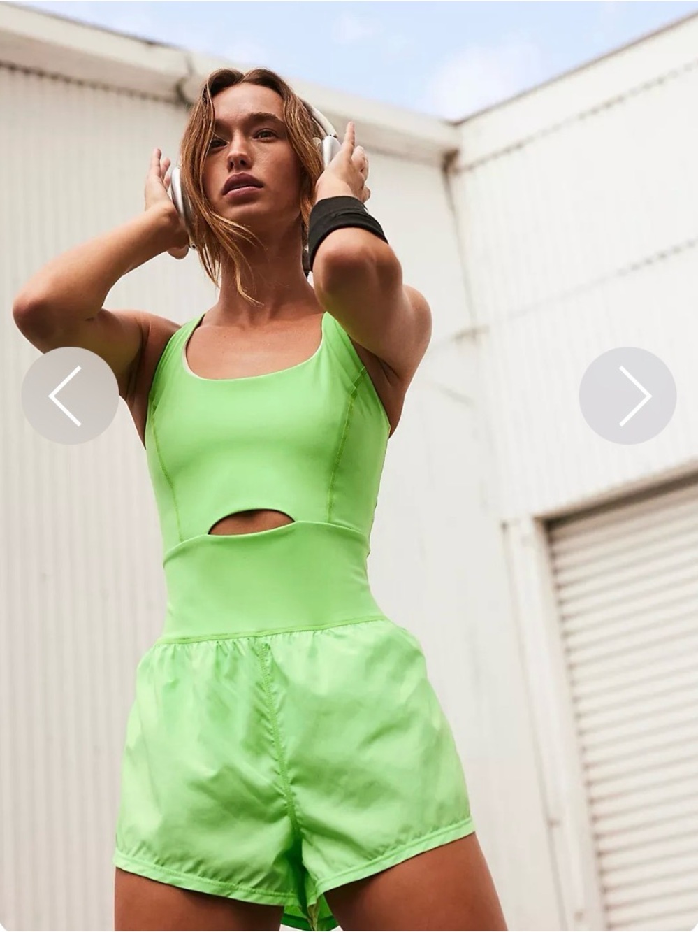 FP Movement by Free People Righteous Runsie Lime Cutout Romper NWOT